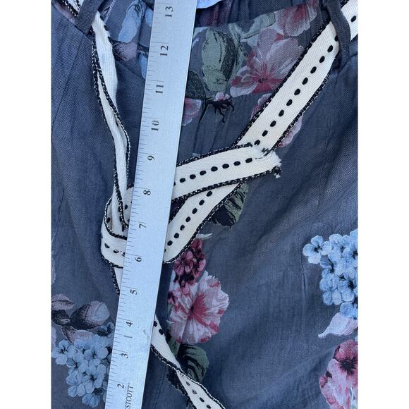 Made in Italy Floral‎ Print Linen Like Pants Casual Elastic Waist - Picture 6 of 6